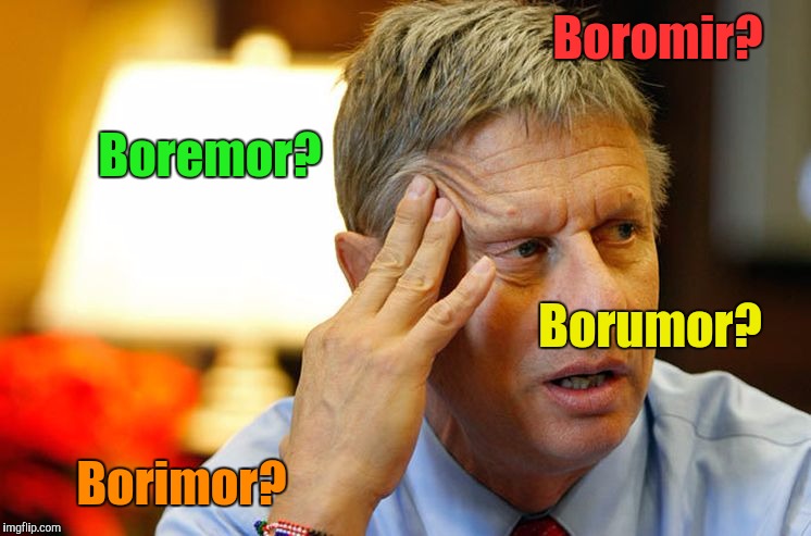 Gary Johnson | Boromir? Borimor? Boremor? Borumor? | image tagged in gary johnson | made w/ Imgflip meme maker