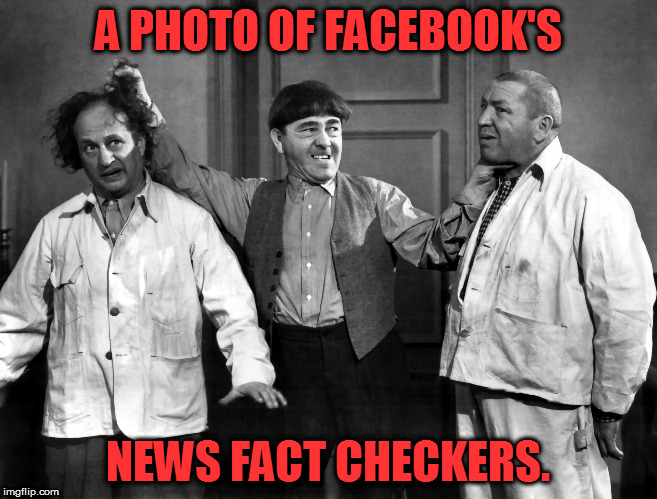 3 Fact Checkers | A PHOTO OF FACEBOOK'S; NEWS FACT CHECKERS. | image tagged in 3 stooges,fact checkers,facebook | made w/ Imgflip meme maker