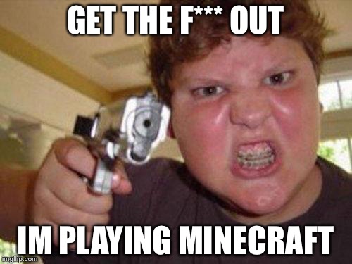 minecrafter | GET THE F*** OUT; IM PLAYING MINECRAFT | image tagged in minecrafter | made w/ Imgflip meme maker