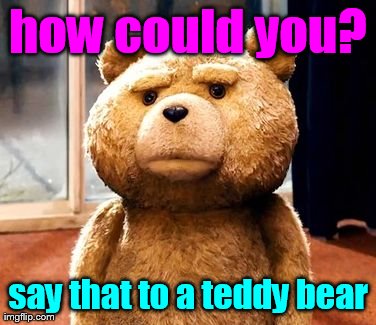 TED Meme | how could you? say that to a teddy bear | image tagged in memes,ted | made w/ Imgflip meme maker