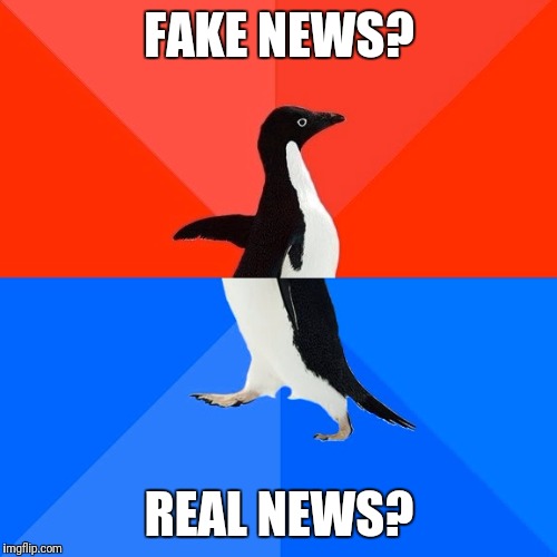 Socially Awesome Awkward Penguin Meme | FAKE NEWS? REAL NEWS? | image tagged in memes,socially awesome awkward penguin | made w/ Imgflip meme maker