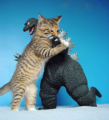 Cat vs Godzilla Blank Meme Template