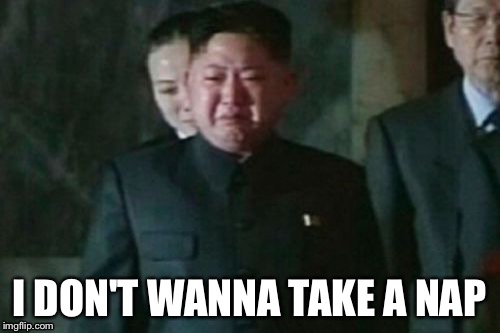 Kim Jong Un Sad | I DON'T WANNA TAKE A NAP | image tagged in memes,kim jong un sad | made w/ Imgflip meme maker