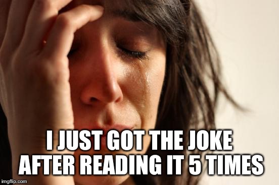 First World Problems Meme | I JUST GOT THE JOKE AFTER READING IT 5 TIMES | image tagged in memes,first world problems | made w/ Imgflip meme maker