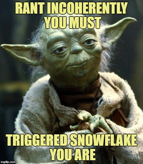 Star Wars Yoda Meme | RANT INCOHERENTLY YOU MUST TRIGGERED SNOWFLAKE YOU ARE | image tagged in memes,star wars yoda | made w/ Imgflip meme maker