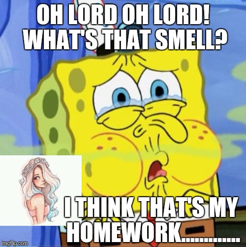 bad smell | OH LORD OH LORD! WHAT'S THAT SMELL? I THINK THAT'S MY HOMEWORK............. | image tagged in bad smell | made w/ Imgflip meme maker