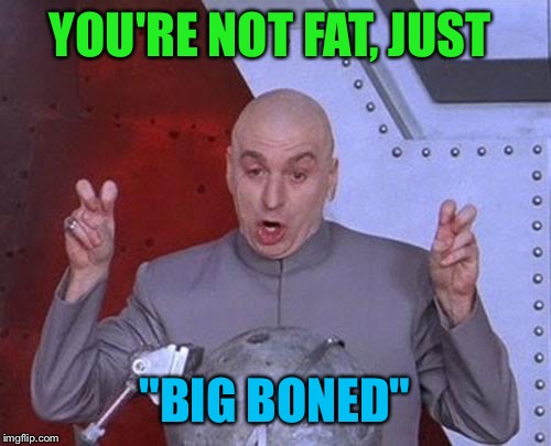 Dr Evil Laser Meme | YOU'RE NOT FAT, JUST; "BIG BONED" | image tagged in memes,dr evil laser | made w/ Imgflip meme maker