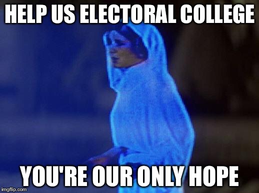 help me obi wan | HELP US ELECTORAL COLLEGE; YOU'RE OUR ONLY HOPE | image tagged in help me obi wan | made w/ Imgflip meme maker