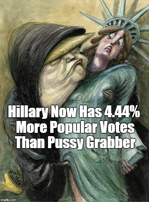 Hillary Now Has 4.44% More Popular Votes Than Pussy Grabber | made w/ Imgflip meme maker