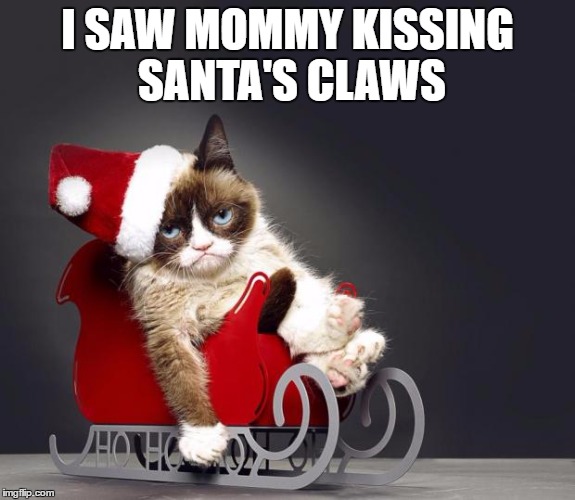 Grumpy Cat Christmas HD | I SAW MOMMY KISSING SANTA'S CLAWS | image tagged in grumpy cat christmas,grumpy cat,memes,funny memes,funny cat memes,cat memes | made w/ Imgflip meme maker