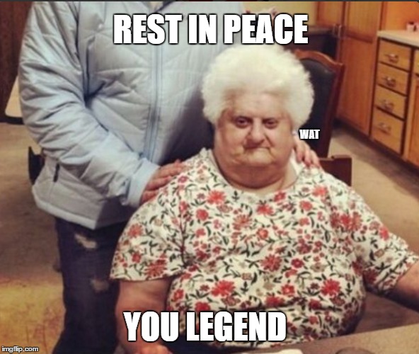2016 takes another legend | REST IN PEACE; WAT; YOU LEGEND | image tagged in wat lady,rip,rest in peace | made w/ Imgflip meme maker