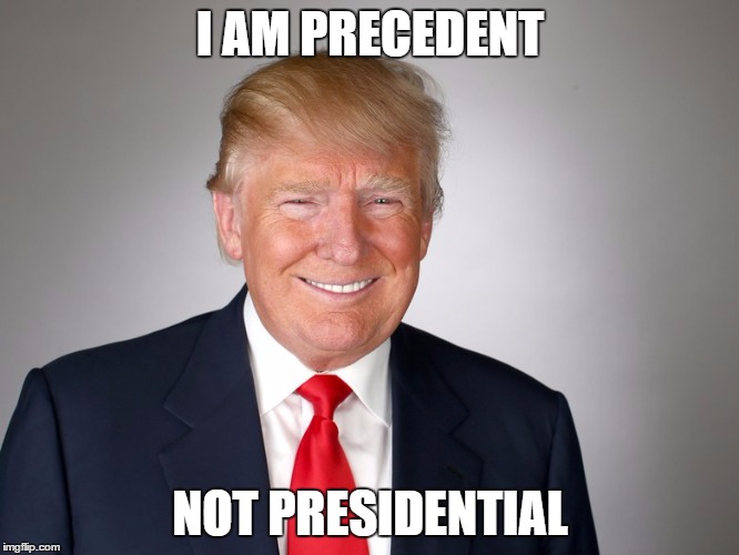 I AM PRECEDENT; NOT PRESIDENTIAL | image tagged in trump,donald,unpresidented,stupid,the donald,person of the year | made w/ Imgflip meme maker