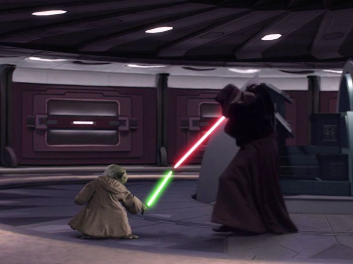 High Quality Yoda Fighting Palpatine Blank Meme Template