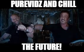 expendables stalone statham | PUREVIDZ AND CHILL; THE FUTURE! | image tagged in expendables stalone statham | made w/ Imgflip meme maker
