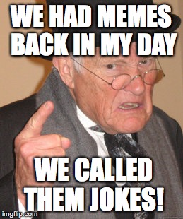 Back In My Day | WE HAD MEMES BACK IN MY DAY; WE CALLED THEM JOKES! | image tagged in memes,back in my day | made w/ Imgflip meme maker