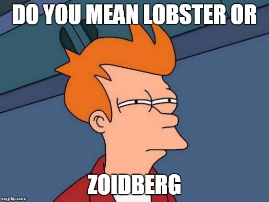 Futurama Fry Meme | DO YOU MEAN LOBSTER OR ZOIDBERG | image tagged in memes,futurama fry | made w/ Imgflip meme maker