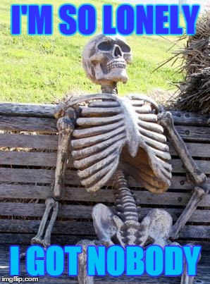 Waiting Skeleton | I'M SO LONELY; I GOT NOBODY | image tagged in memes,waiting skeleton | made w/ Imgflip meme maker