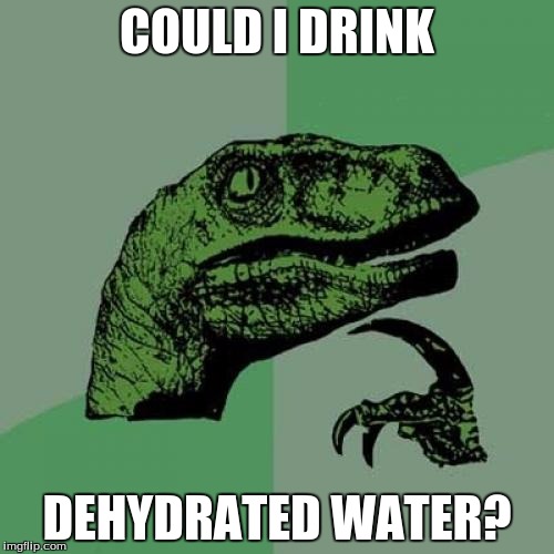 Philosoraptor Meme | COULD I DRINK; DEHYDRATED WATER? | image tagged in memes,philosoraptor | made w/ Imgflip meme maker