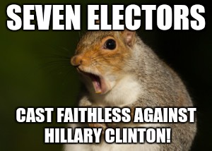 GTFO Squirrel | SEVEN ELECTORS; CAST FAITHLESS AGAINST HILLARY CLINTON! | image tagged in gtfo squirrel | made w/ Imgflip meme maker