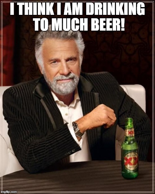 The Most Interesting Man In The World Meme | I THINK I AM DRINKING TO MUCH BEER! | image tagged in memes,the most interesting man in the world | made w/ Imgflip meme maker
