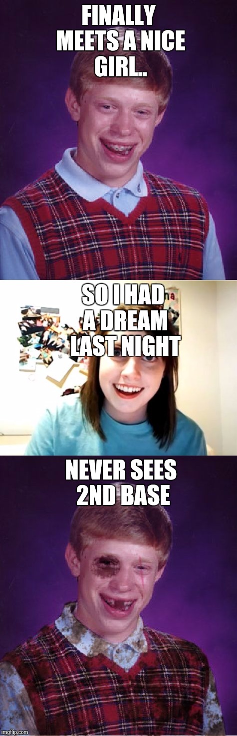 FINALLY MEETS A NICE GIRL.. SO I HAD A DREAM LAST NIGHT; NEVER SEES 2ND BASE | image tagged in relationships | made w/ Imgflip meme maker