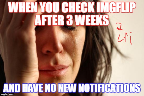 First World Problems | WHEN YOU CHECK IMGFLIP AFTER 3 WEEKS; AND HAVE NO NEW NOTIFICATIONS | image tagged in memes,first world problems | made w/ Imgflip meme maker