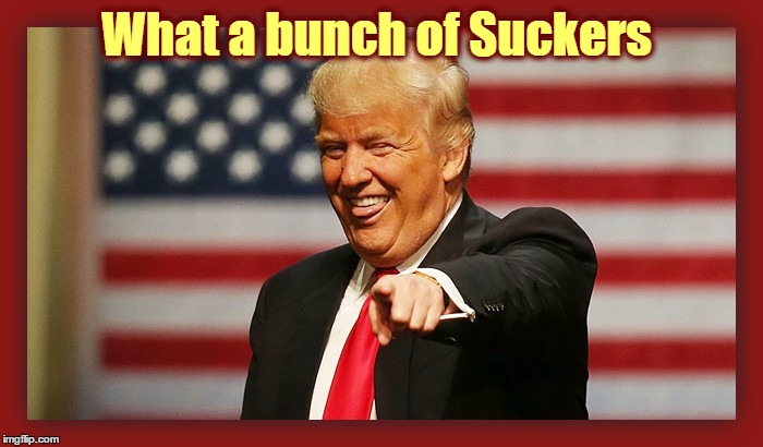 What a bunch of Suckers | image tagged in trump sneering | made w/ Imgflip meme maker