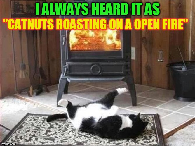 I ALWAYS HEARD IT AS ''CATNUTS ROASTING ON A OPEN FIRE'' | made w/ Imgflip meme maker