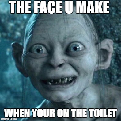 Gollum Meme | THE FACE U MAKE; WHEN YOUR ON THE TOILET | image tagged in memes,gollum | made w/ Imgflip meme maker