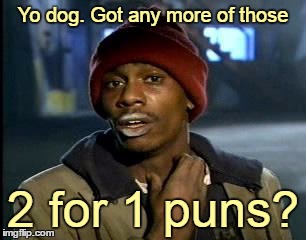 Yo dog. Got any more of those 2 for 1 puns? | made w/ Imgflip meme maker