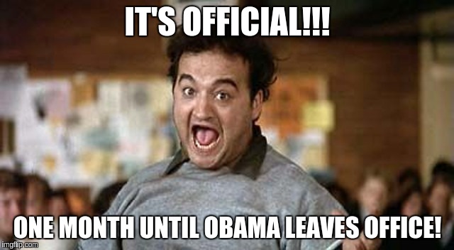 Its Official! | IT'S OFFICIAL!!! ONE MONTH UNTIL OBAMA LEAVES OFFICE! | image tagged in its official | made w/ Imgflip meme maker