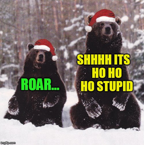 SHHHH ITS

 HO HO HO STUPID ROAR... | made w/ Imgflip meme maker