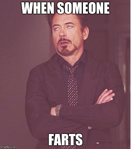 Face You Make Robert Downey Jr Meme | WHEN SOMEONE; FARTS | image tagged in memes,face you make robert downey jr | made w/ Imgflip meme maker