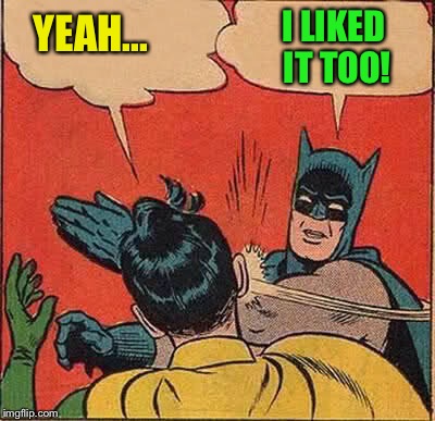 Batman Slapping Robin Meme | YEAH... I LIKED IT TOO! | image tagged in memes,batman slapping robin | made w/ Imgflip meme maker