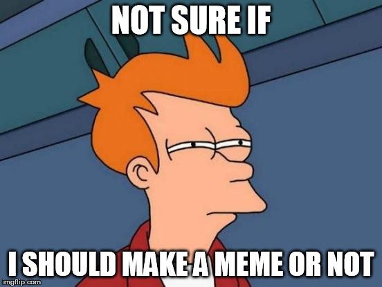 Futurama Fry Meme | NOT SURE IF I SHOULD MAKE A MEME OR NOT | image tagged in memes,futurama fry | made w/ Imgflip meme maker