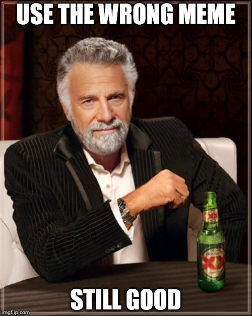 The Most Interesting Man In The World Meme | USE THE WRONG MEME STILL GOOD | image tagged in memes,the most interesting man in the world | made w/ Imgflip meme maker