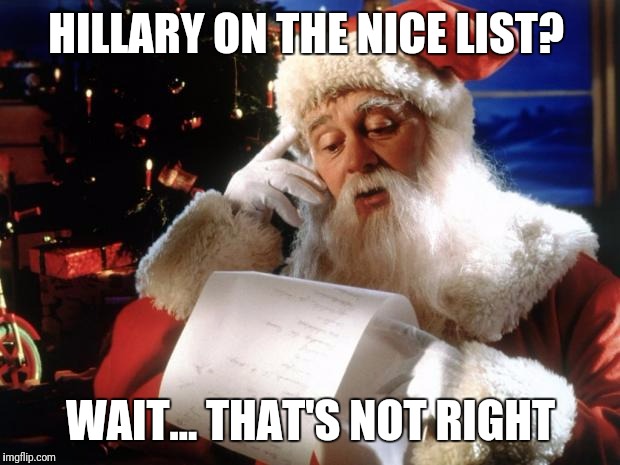 HILLARY ON THE NICE LIST? WAIT... THAT'S NOT RIGHT | made w/ Imgflip meme maker