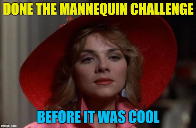 Way ahead of its time... :) | DONE THE MANNEQUIN CHALLENGE; BEFORE IT WAS COOL | image tagged in memes,mannequin challenge,mannequin,kim cattrall,movies,80s movies | made w/ Imgflip meme maker