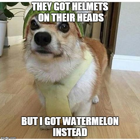 Watermelon | THEY GOT HELMETS ON THEIR HEADS; BUT I GOT WATERMELON INSTEAD | image tagged in watermelon | made w/ Imgflip meme maker
