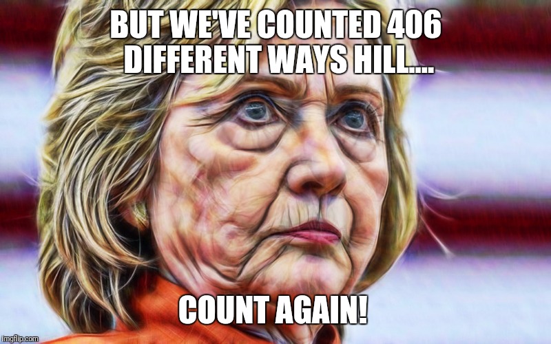 In the year 2024 | BUT WE'VE COUNTED 406 DIFFERENT WAYS HILL.... COUNT AGAIN! | image tagged in memes,hillary clinton,funny | made w/ Imgflip meme maker