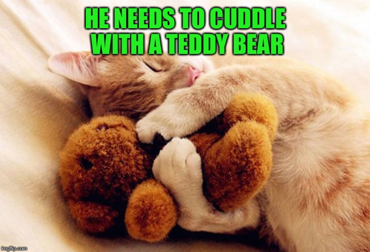 HE NEEDS TO CUDDLE WITH A TEDDY BEAR | made w/ Imgflip meme maker
