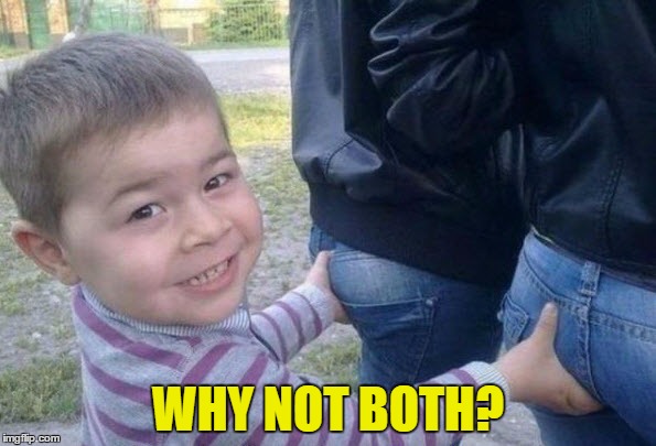 WHY NOT BOTH? | image tagged in why not both | made w/ Imgflip meme maker