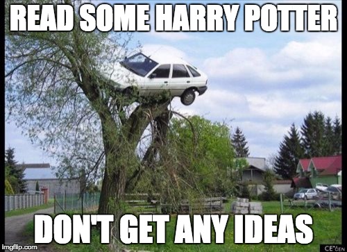 Secure Parking | READ SOME HARRY POTTER; DON'T GET ANY IDEAS | image tagged in memes,secure parking,books,car crash | made w/ Imgflip meme maker