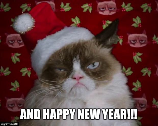 Grumpy Cat Christmas | AND HAPPY NEW YEAR!!! | image tagged in grumpy cat christmas | made w/ Imgflip meme maker