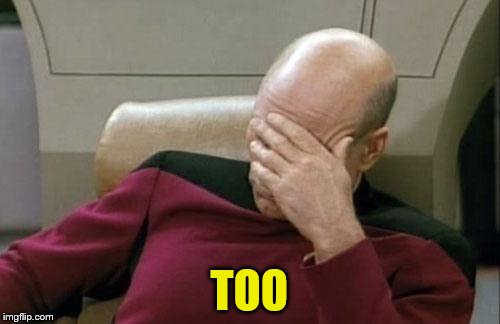 Captain Picard Facepalm Meme | TOO | image tagged in memes,captain picard facepalm | made w/ Imgflip meme maker