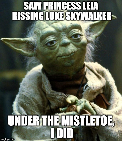 Go ahead and Meme your favorite Christmas carol | SAW PRINCESS LEIA KISSING LUKE SKYWALKER; UNDER THE MISTLETOE, I DID | image tagged in memes,star wars yoda,princess leia,luke skywalker | made w/ Imgflip meme maker