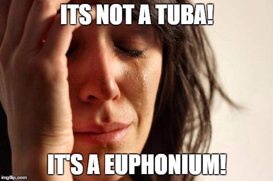 First World Problems | ITS NOT A TUBA! IT'S A EUPHONIUM! | image tagged in memes,first world problems | made w/ Imgflip meme maker