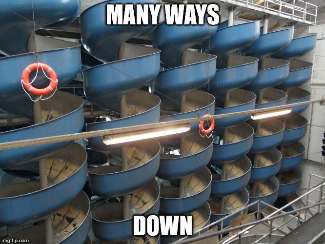MANY WAYS; DOWN | image tagged in linz,spiral,options | made w/ Imgflip meme maker