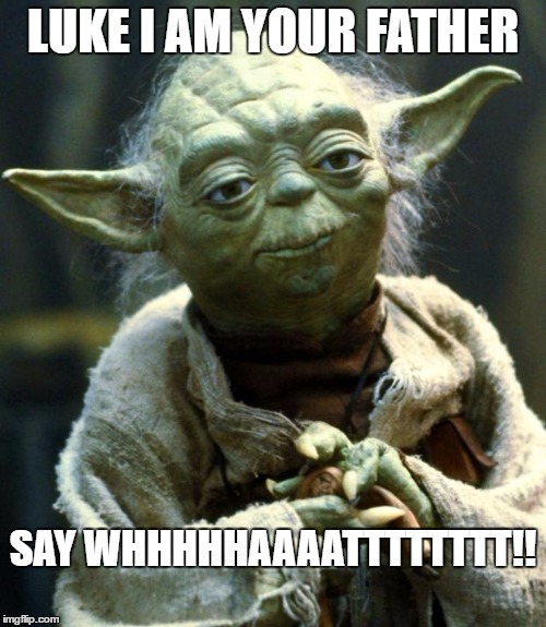 Star Wars Yoda Meme | LUKE I AM YOUR FATHER; SAY WHHHHHAAAATTTTTTTT!! | image tagged in memes,star wars yoda | made w/ Imgflip meme maker