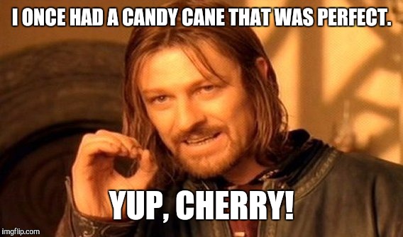 One Does Not Simply Meme | I ONCE HAD A CANDY CANE THAT WAS PERFECT. YUP, CHERRY! | image tagged in memes,one does not simply | made w/ Imgflip meme maker